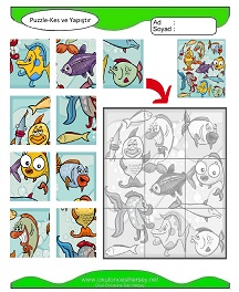 Puzzle Kes Yapıştır Çalışma Sayfaları